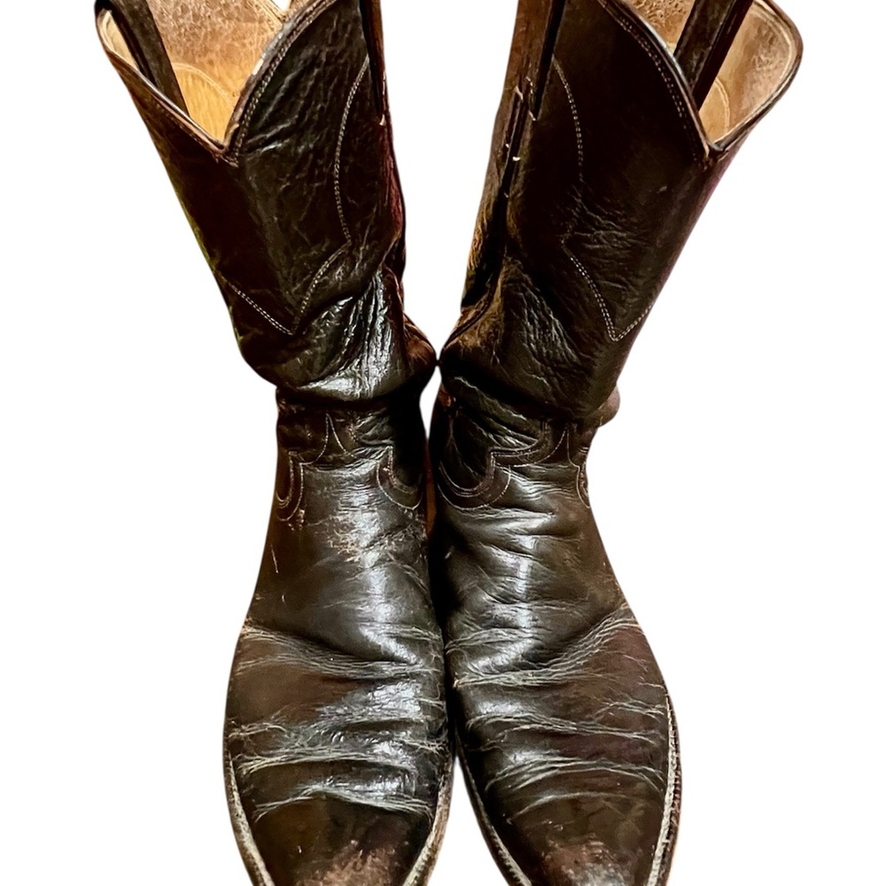 Justin Boots Men's Distressed Black Leather Western Boots